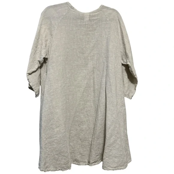 Match Point USA Linen Open Front Beige Cardigan Sz L Boho Natural Fiber Basic - Picture 2 of 8